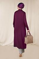 Tesettür giyim MOR ALVİNA KLASİK YANLARI YIRTMAÇLI TUNİK 4854