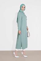 Tesettür giyim YEŞİL ALVİNA KLASİK YANLARI YIRTMAÇLI TUNİK 4854