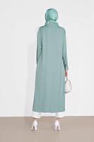 Tesettür giyim YEŞİL ALVİNA KLASİK YANLARI YIRTMAÇLI TUNİK 4854