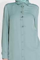 Tesettür giyim YEŞİL ALVİNA KLASİK YANLARI YIRTMAÇLI TUNİK 4854