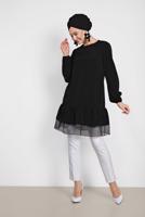 Tesettür giyim SİYAH ALVİNA ETEK UCU TÜLLÜ TUNİK 4860 