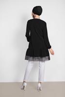 Tesettür giyim SİYAH ALVİNA ETEK UCU TÜLLÜ TUNİK 4860 