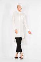 Tesettür giyim KREM ALVİNA CEP DETAYLI TUNİK 4884