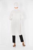 Tesettür giyim KREM ALVİNA CEP DETAYLI TUNİK 4884