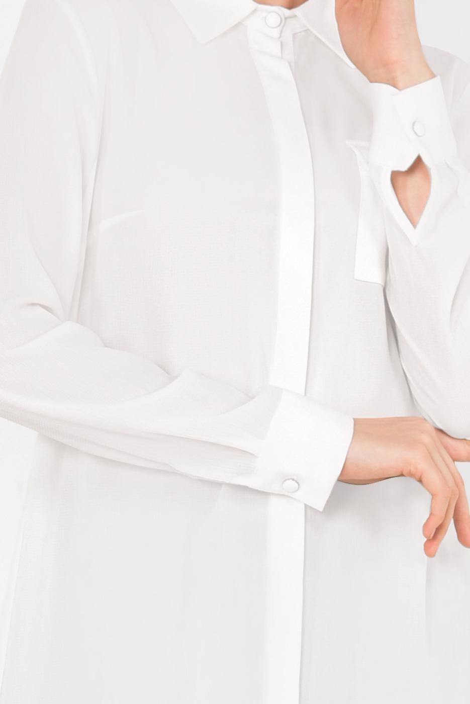 Tesettür giyim KREM ALVİNA CEP DETAYLI TUNİK 4884