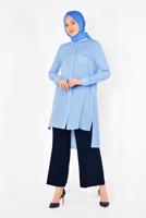 Tesettür giyim MAVİ ALVİNA CEP DETAYLI TUNİK 4884