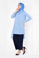 Tesettür giyim MAVİ ALVİNA CEP DETAYLI TUNİK 4884