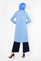 Tesettür giyim MAVİ ALVİNA CEP DETAYLI TUNİK 4884