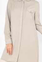 Tesettür giyim BEJ ALVİNA CEP DETAYLI TUNİK 4884