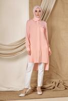 Tesettür giyim PUDRA ALVİNA CEP DETAYLI TUNİK 4884