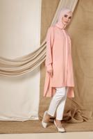 Tesettür giyim PUDRA ALVİNA CEP DETAYLI TUNİK 4884