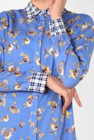 Tesettür giyim MAVİ ALVİNA YAKASI VE MANŞETLERİ EKOSELİ TUNİK 4909 