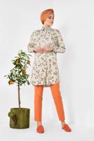 Tesettür giyim BEJ ALVİNA YAKASI VE MANŞETLERİ EKOSELİ TUNİK 4909 