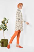 Tesettür giyim BEJ ALVİNA YAKASI VE MANŞETLERİ EKOSELİ TUNİK 4909 