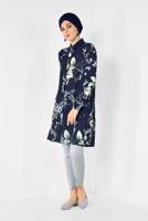 Tesettür giyim LACİVERT ALVİNA ARKASI BÜZGÜLÜ TUNİK 4910