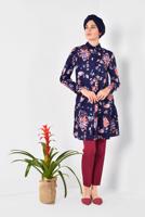 Tesettür giyim LACİVERT ÇİÇEK DESENLİ TUNİK T 4911