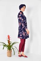 Tesettür giyim LACİVERT ÇİÇEK DESENLİ TUNİK T 4911