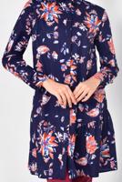 Tesettür giyim LACİVERT ÇİÇEK DESENLİ TUNİK T 4911