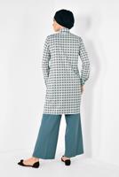 Tesettür giyim BEJ ALVİNA YAKASI BAĞCIKLI EKOSE DESENLİ TUNİK 4912 