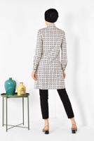 Tesettür giyim PUDRA ALVİNA YAKASI BAĞCIKLI EKOSE DESENLİ TUNİK 4912 