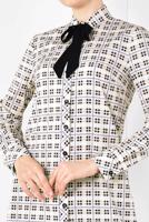 Tesettür giyim PUDRA ALVİNA YAKASI BAĞCIKLI EKOSE DESENLİ TUNİK 4912 