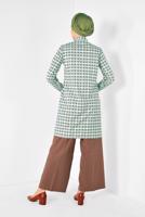 Tesettür giyim YEŞİL ALVİNA YAKASI BAĞCIKLI EKOSE DESENLİ TUNİK 4912 