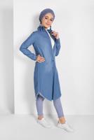 Tesettür giyim MAVİ ÖNDEN DÜĞMELİ DENİM TUNİK 5004