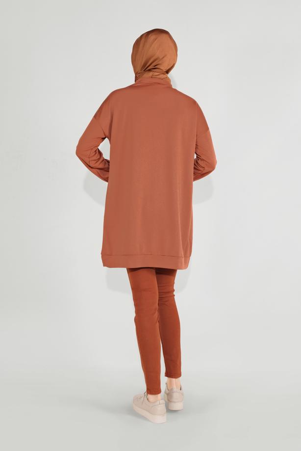 Vêtements hijab BRUN SWEAT À CAPUCHE IMPRIMÉE 5136 - TRENDTESETTÜR