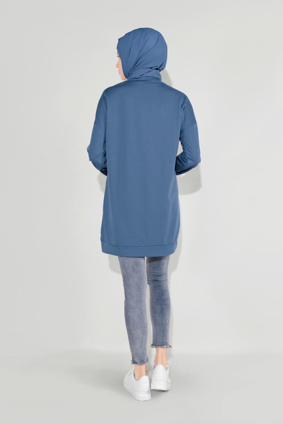 Vêtements hijab BLEU MARINE SWEAT À CAPUCHE IMPRIMÉE 5136