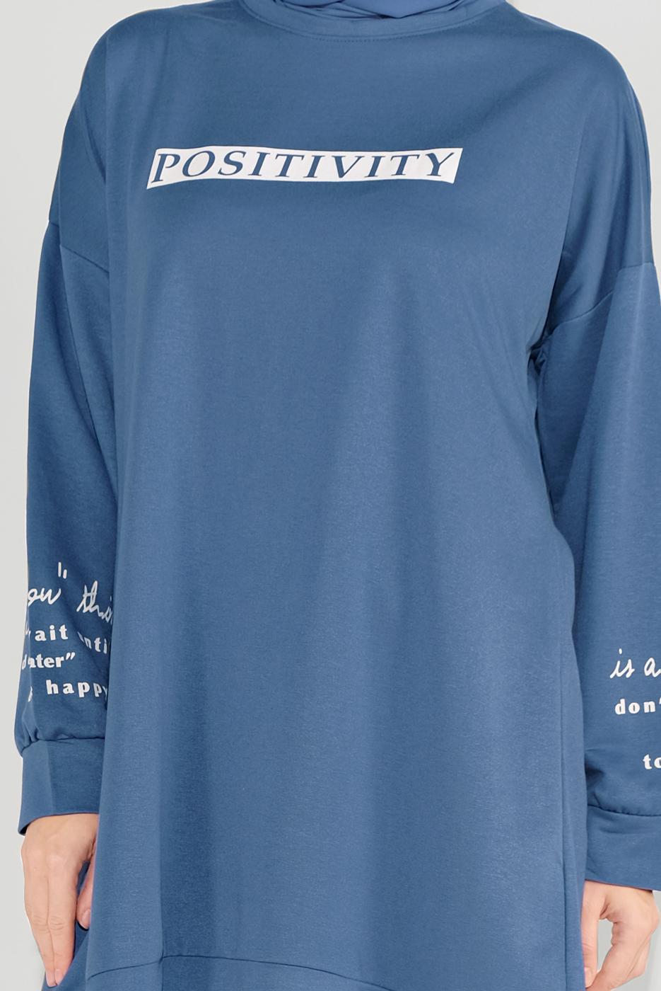 Vêtements hijab BLEU MARINE SWEAT À CAPUCHE IMPRIMÉE 5136