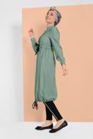 Tesettür giyim YEŞİL BELİ BAĞCIKLI TUNİK 5466