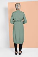 Tesettür giyim YEŞİL BELİ BAĞCIKLI TUNİK 5466