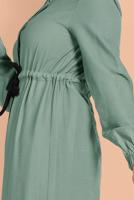 Tesettür giyim YEŞİL BELİ BAĞCIKLI TUNİK 5466