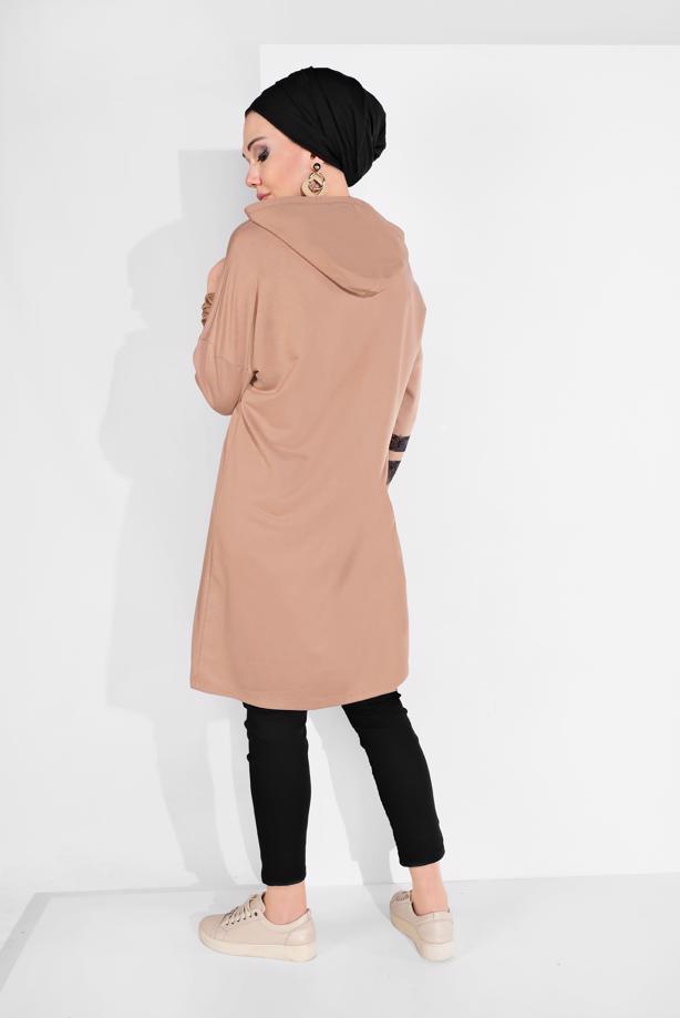 Vêtements hijab BRUN SWEAT À CAPUCHE À SEQUINS 5606  - TRENDTESETTÜR