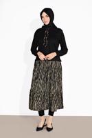 Tesettür giyim SİYAH ZEBRA DESENLİ KAPÜŞONLU TUNİK 6016