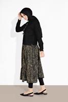 Tesettür giyim SİYAH ZEBRA DESENLİ KAPÜŞONLU TUNİK 6016