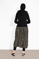 Tesettür giyim SİYAH ZEBRA DESENLİ KAPÜŞONLU TUNİK 6016