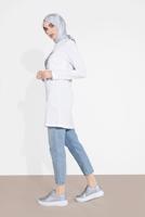 Tesettür giyim BEYAZ YAPRAK DESENLİ TUNİK 6207