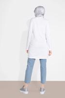 Tesettür giyim BEYAZ YAPRAK DESENLİ TUNİK 6207