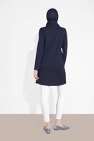 Tesettür giyim LACİVERT YAPRAK DESENLİ TUNİK 6207