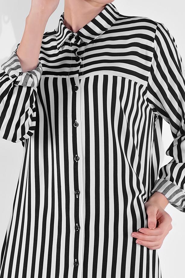 Hijab clothing  BUTTON-TRIMMED STRIPPED TUNIC 6465  - TRENDTESETTÜR