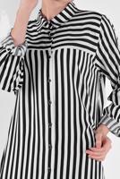 Hijab clothing CREAM BUTTON-TRIMMED STRIPPED TUNIC 6465 