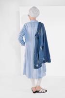 Vêtements hijab CRÈME TUNIQUE RAYÉE À BOUTONNÉE 6465