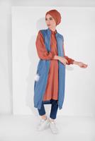 Hijab clothing BLUE ZIPPED DENIM VEST 7004 
