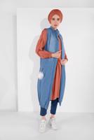 Hijab clothing BLUE ZIPPED DENIM VEST 7004 