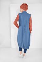 Hijab clothing BLUE ZIPPED DENIM VEST 7004 