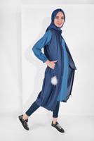 Hijab clothing NAVY BLUE ZIPPED DENIM VEST 7004 