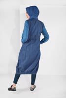 Hijab clothing NAVY BLUE ZIPPED DENIM VEST 7004 