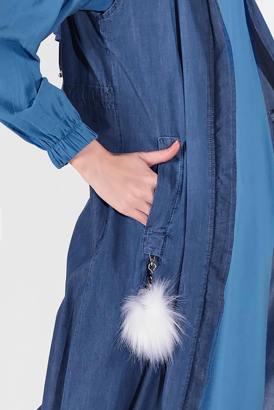 Hijab clothing NAVY BLUE ZIPPED DENIM VEST 7004 