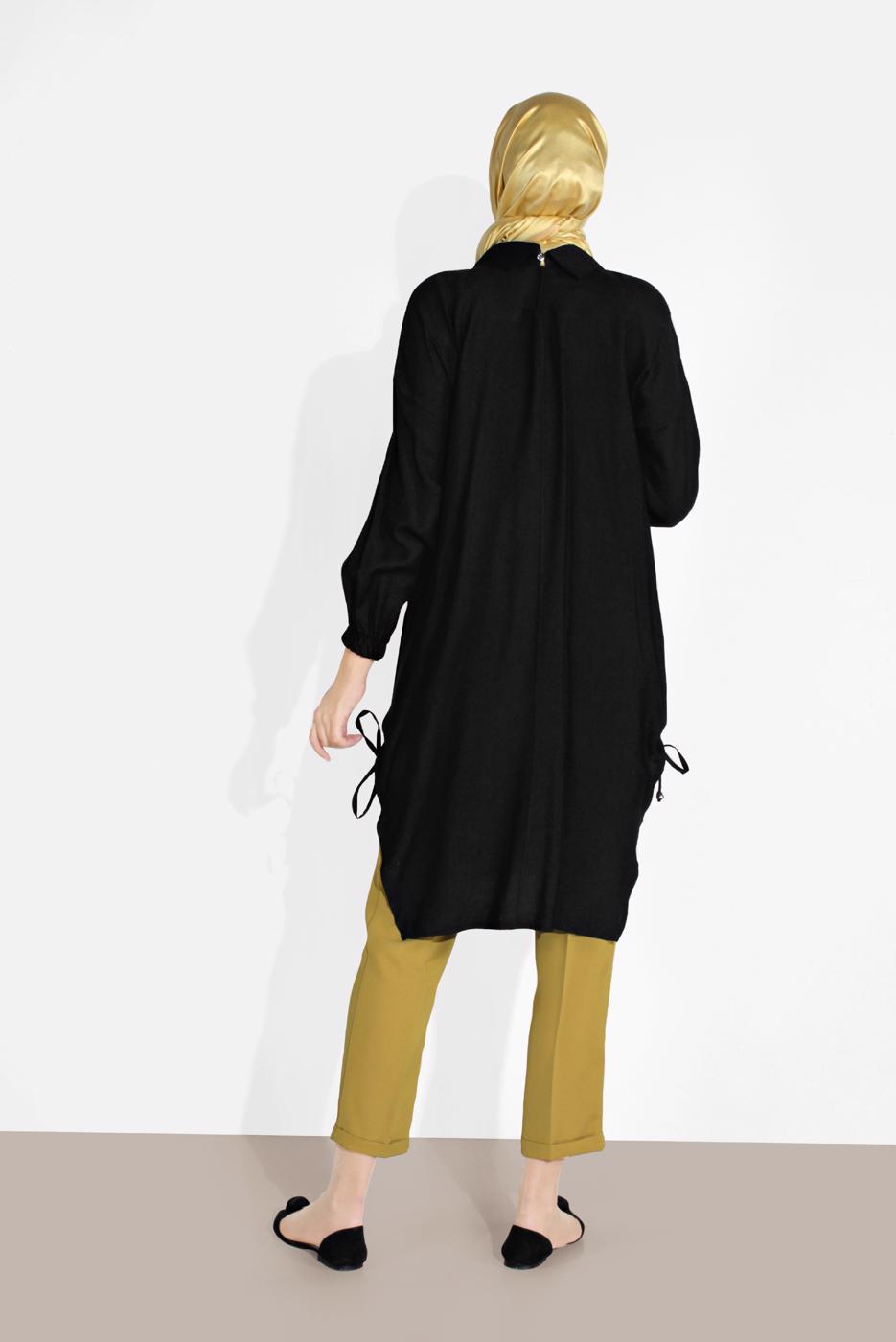 Vêtements hijab NOIR TUNIQUE AVEC POCHES 7185 